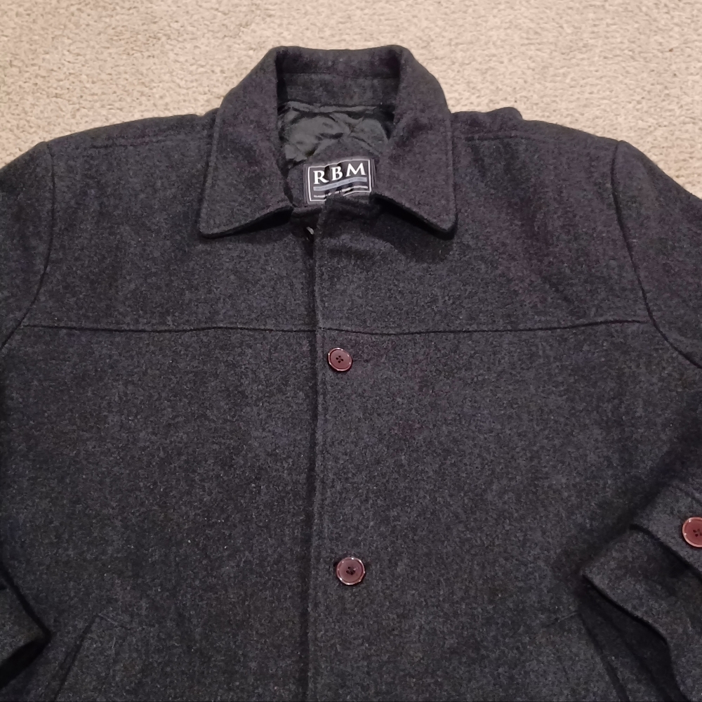 RBM Outdoor Collection Charcoal Wool PeaCoat Size XL